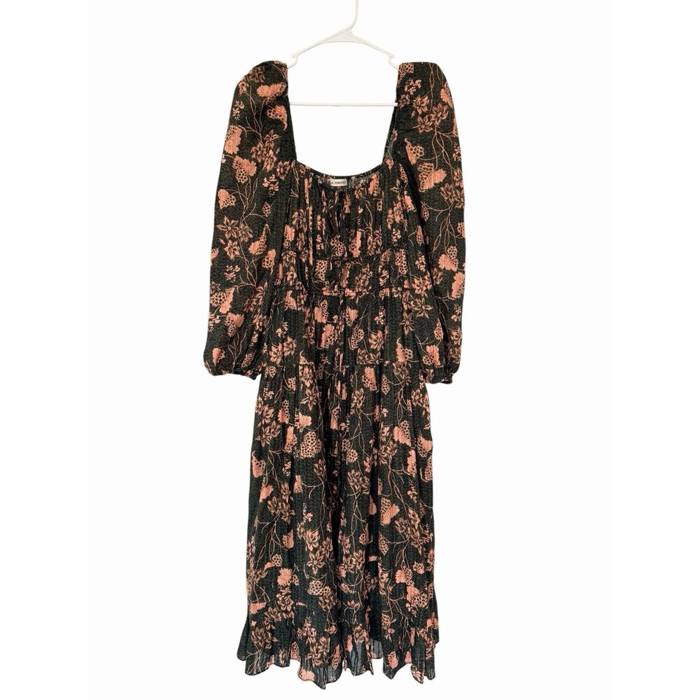 NWOT Ulla Johnson Isla Floral Print Puff Sleeve Lined Midi Dress Balsam Size 4 - Picture 4 of 11